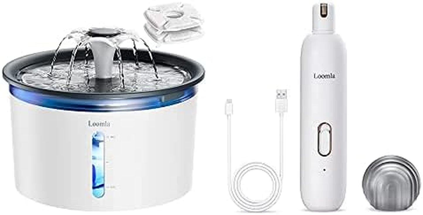 ZenPaw™ Minimalist Wellness Set - Ultra-Quiet Fountain & Dual-Speed Nail Grinder